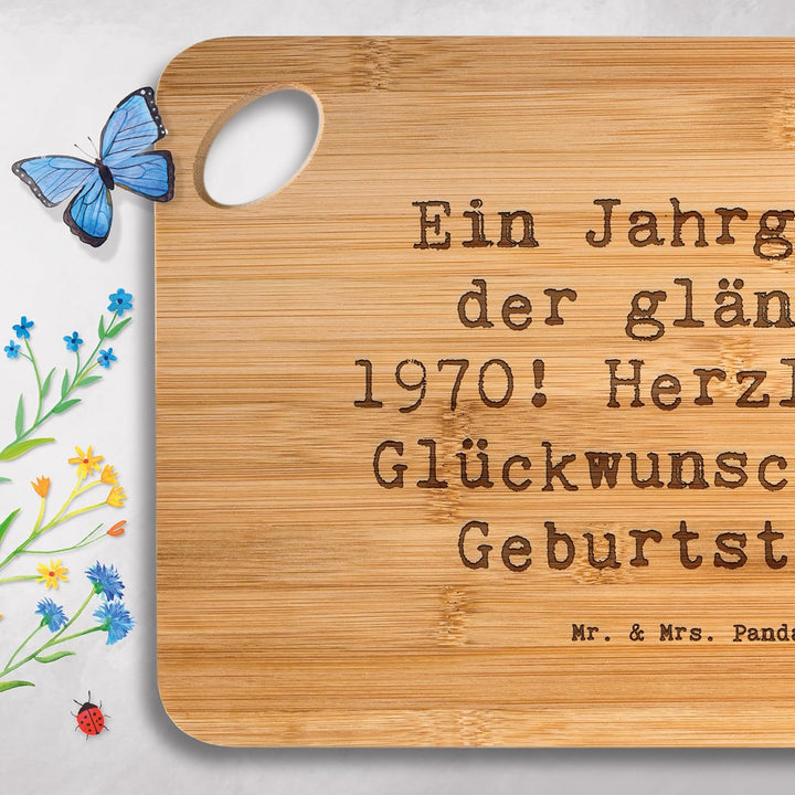 Mr. & Mrs. Panda Frühstücksbrett Spruch 1970 Geburtstag - Geschenk, Schneidebrett, 50., Hackbrett, G