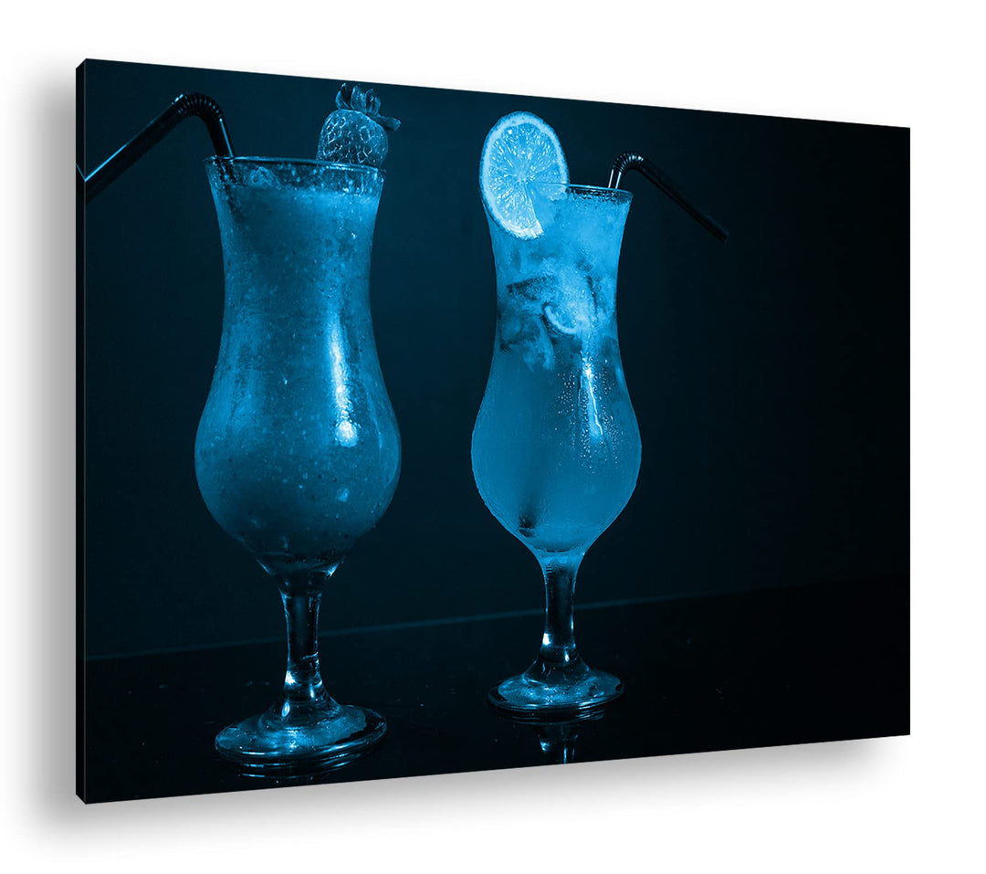 deyoli Dark appetitliche Cocktails Format: 100x70 Effekt: Monocrome Blau als Leinwand, Motiv fertig
