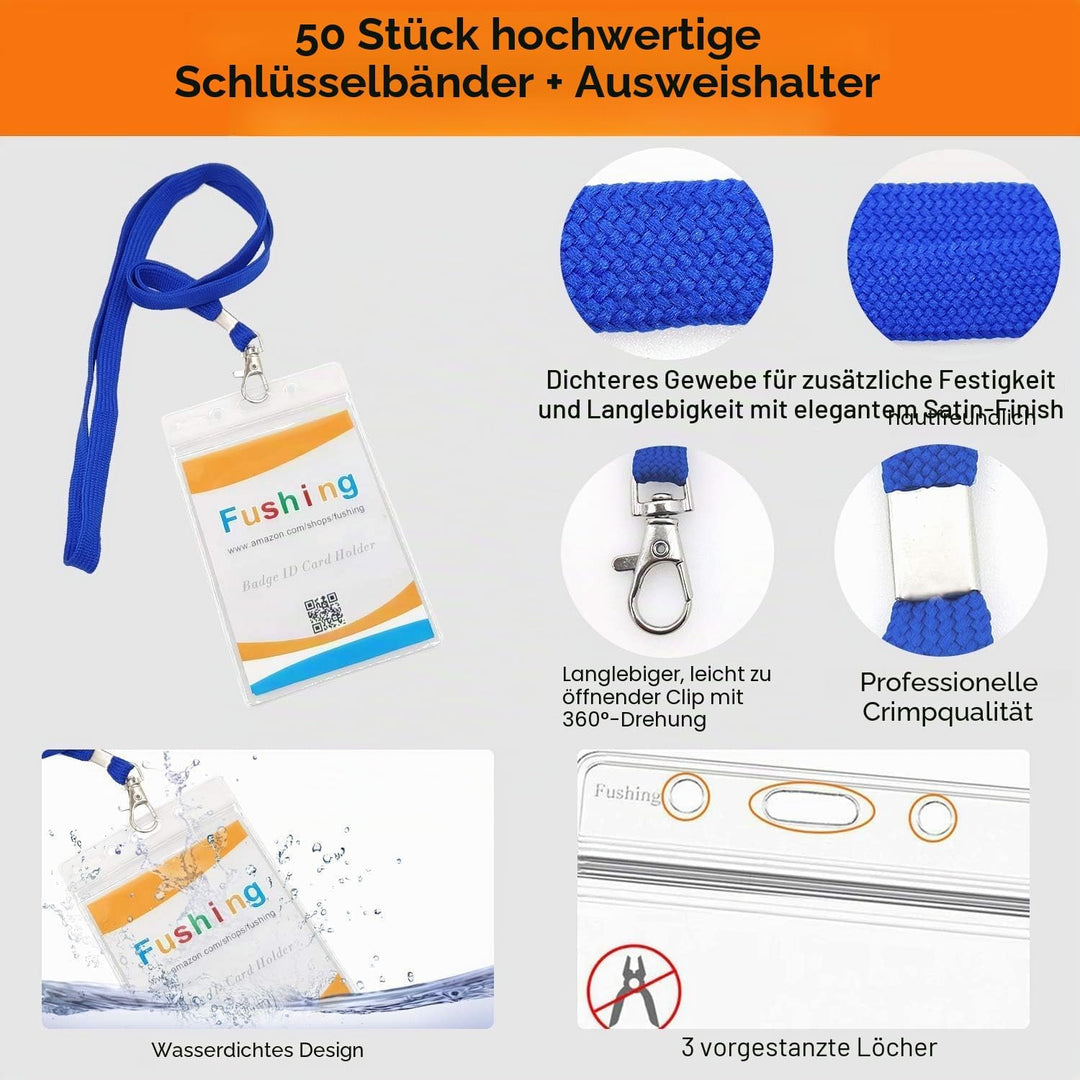 Ausweishülle Mit Band,Fushing 50 Stück Lanyards Schlüsselb?nder Ausweishülle Namensschilder Mit Schl
