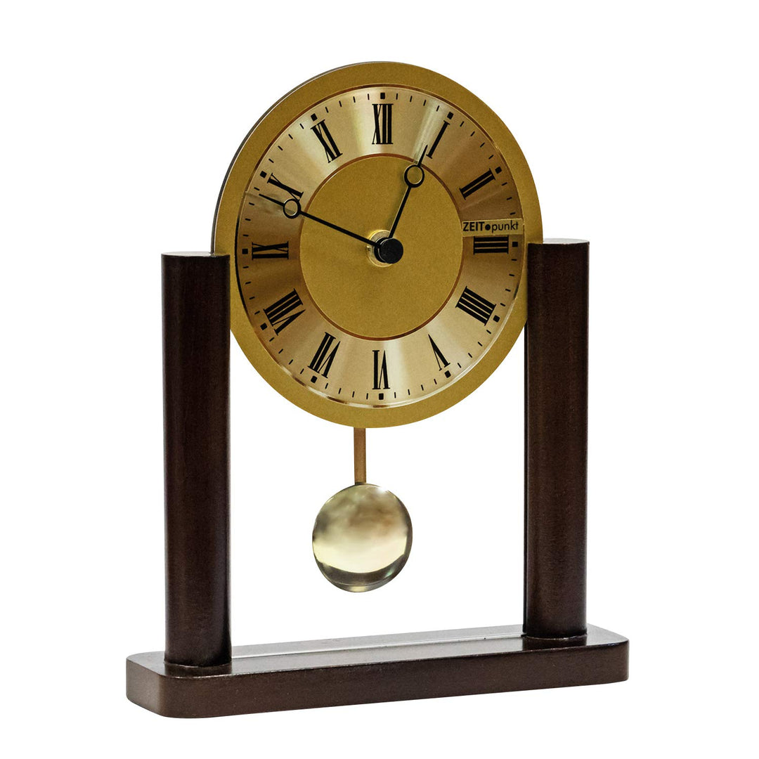 Zeit.Punkt Tisch Pendeluhr, zuverlässiges Quarzwerk, Made IN Germany, Nussbaum Glas, 19x23x6 cm - 34