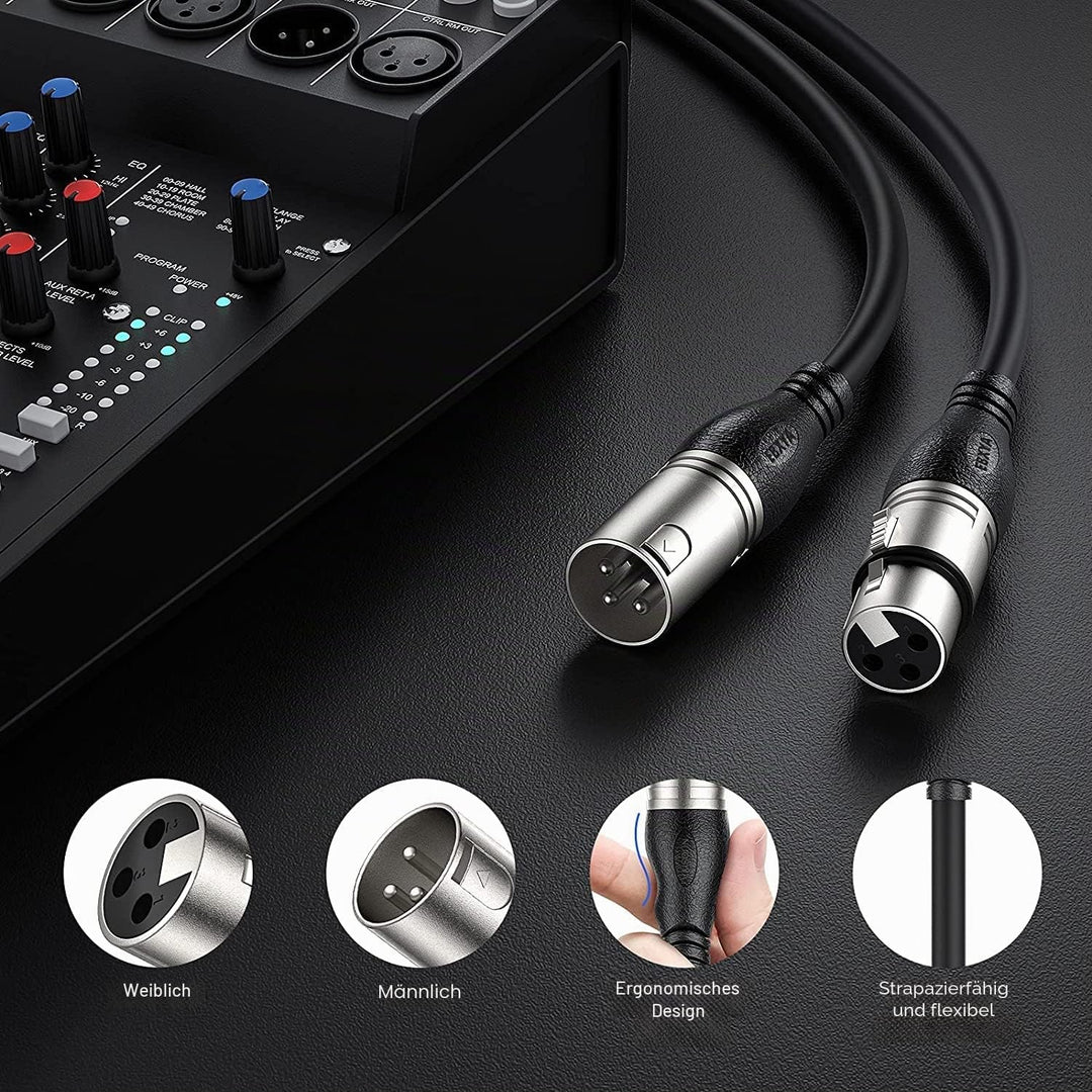 EBXYA XLR Kabel 30M/100FT & DMX Kabel 3-Pin Symmetrisch - Mikrofonkabel Stecker auf Buchse - Profess