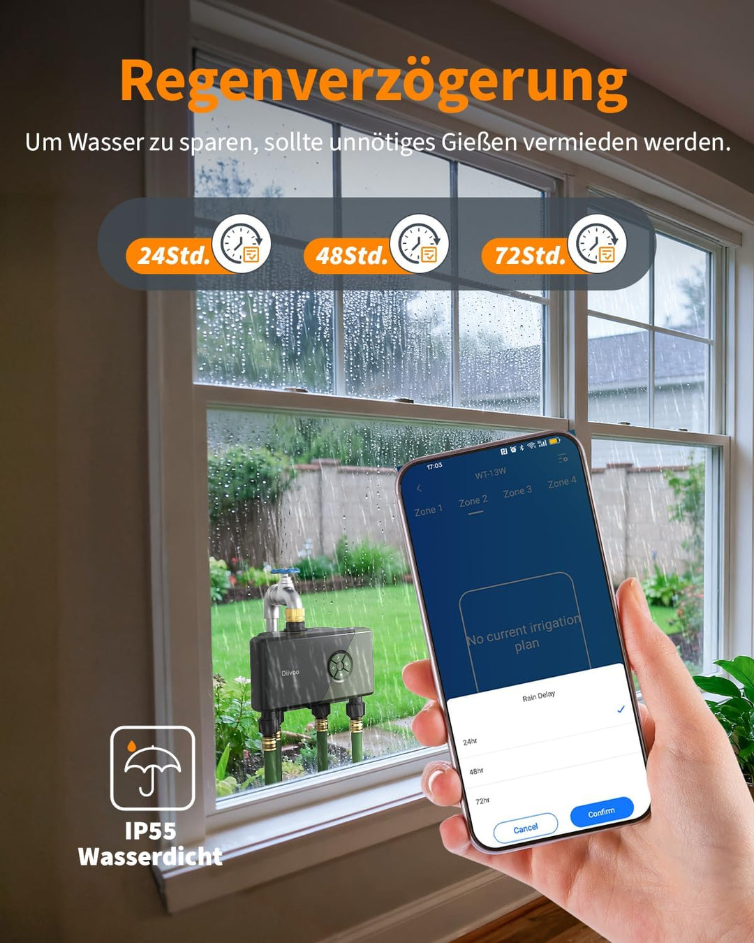Diivoo Bewässerungscomputer mit 60M RFID-Technologie WLAN Zeitschaltuhren Automatische Bewässerung 4