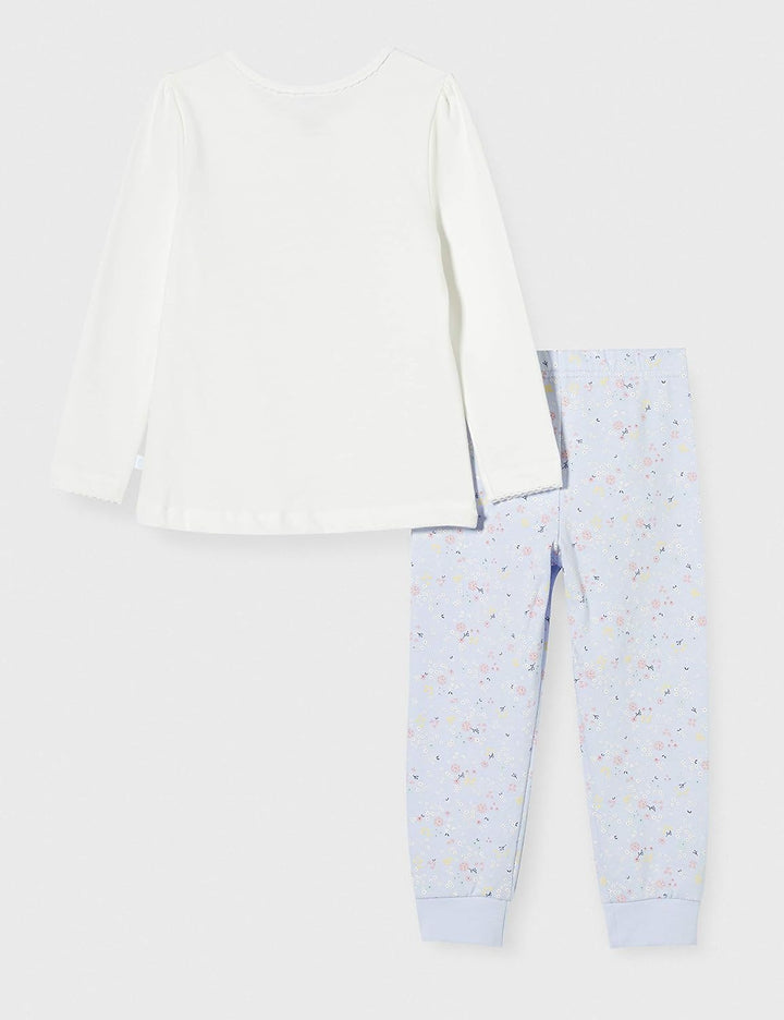 Sanetta Mädchen Schlafanzug Broken White Bezaubernder Pyjama eindrucksvollen Rehkitz-Artwork 98 Beig