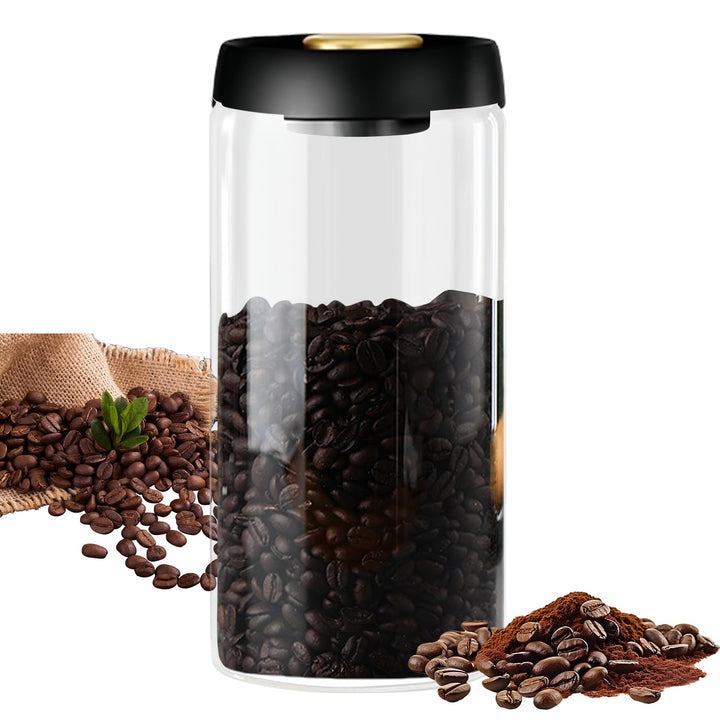 1800ml Luftdichte Kaffeedose: Vorratsdose für Kaffee, Vorratsgläser mit Vakuumdeckel, Vakuum Kaffee