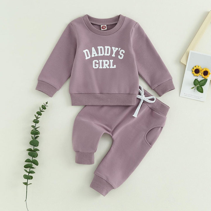 Baby Mädchen Kleidung Sweatshirt + Lange Hose Zweiteiler Babykleidung Set Kleinkind Outfits A Lila 6