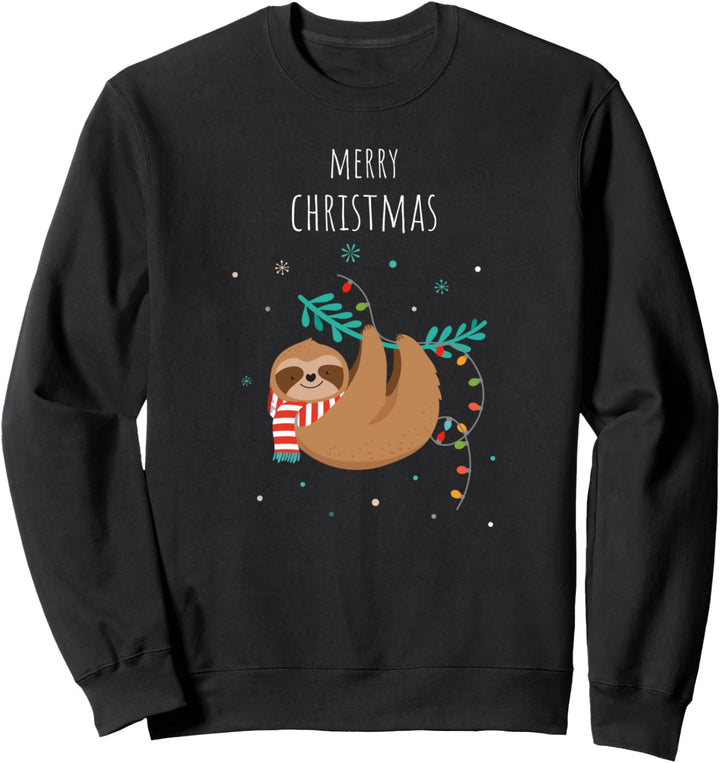 Lustiges Weihnachtsfaultier wünscht Heiry Christmas Sweatshirt