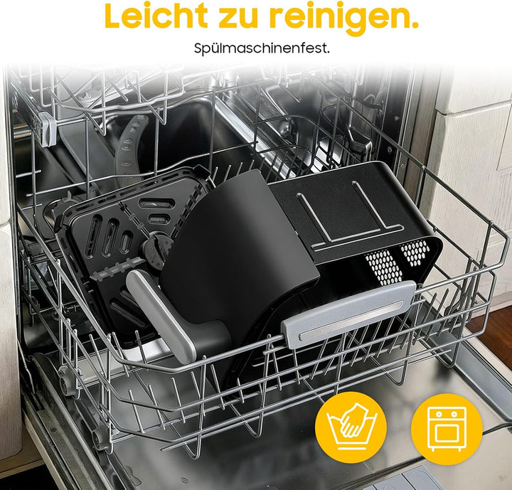 Vertikale Airfryer 10L XXL - 2700W Heissluftfritteuse 2 Kammern, Heissluftfritteuse mit 6 Programme,