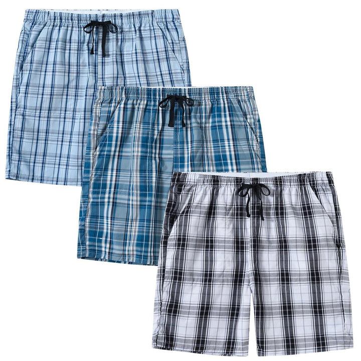 MoFiz Schlafshorts Jungen Baumwolle Kurz Pyjamahose Schlafanzug Karierte Hose Loungewear Nachtwäsche
