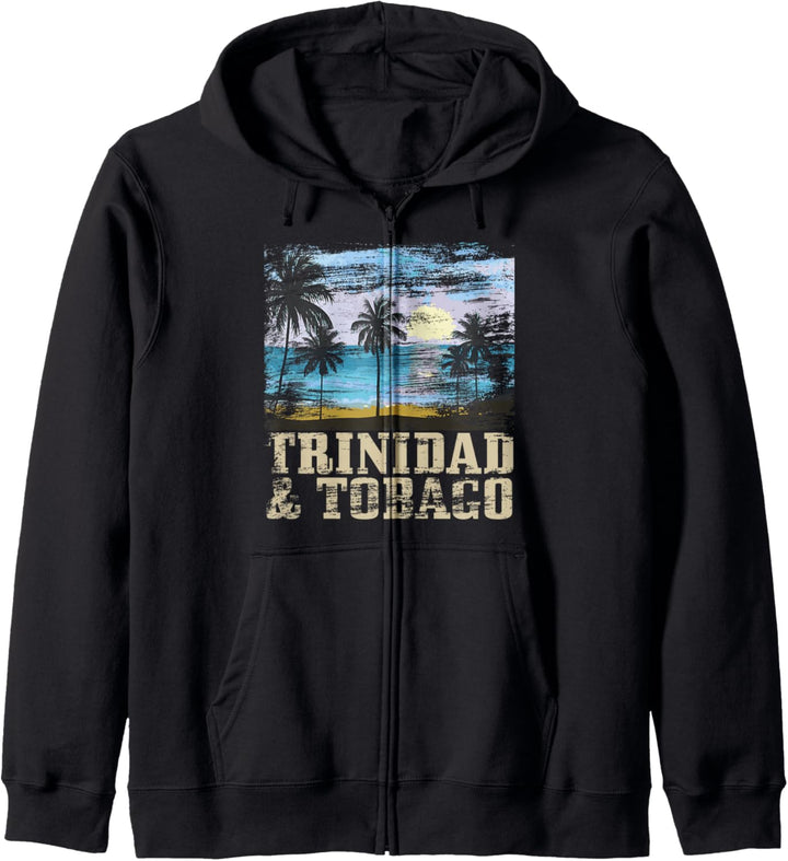 Trinidad & Tobago Vintage Surfer Palmen Karibik Souvenir Kapuzenjacke