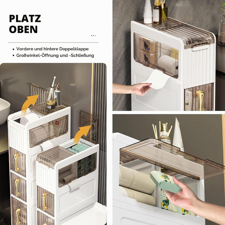 MAGIC SELECT Schmaler Badezimmer-Organizer. Hilfsschrank mit Rädern für Enge Stellen. Beistellschran