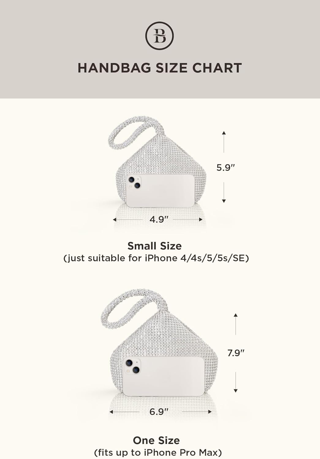 BABEYOND 1920er Flapper Handtasche Clutch 20er Jahre Gatsby Kristall Abend Clutch Bag Silber, Silber