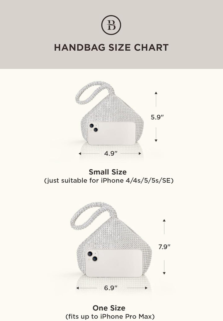 BABEYOND 1920er Flapper Handtasche Clutch 20er Jahre Gatsby Kristall Abend Clutch Bag Silber, Silber