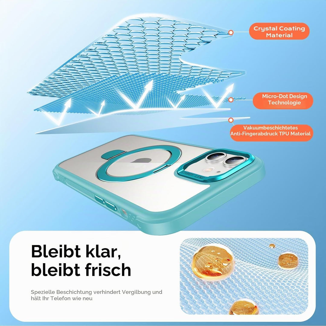 Anqrp Magnetische Hülle mit Ring-Ständer für iPhone 12/12 Pro, Kompatibel mit Mag-Safe, Stossfeste T