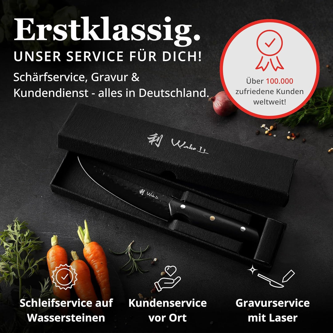 Wakoli Yugen Serie Filetiermesser I 15 cm flexible Klinge aus Edelstahl I schwarze Titanium-Beschich