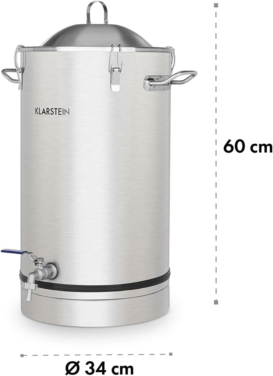 Klarstein Maischfest Gärkessel - Fermentierkessel, Bierbraugerät, Gärbehälter, 30 L, Ablasshahn, Ede
