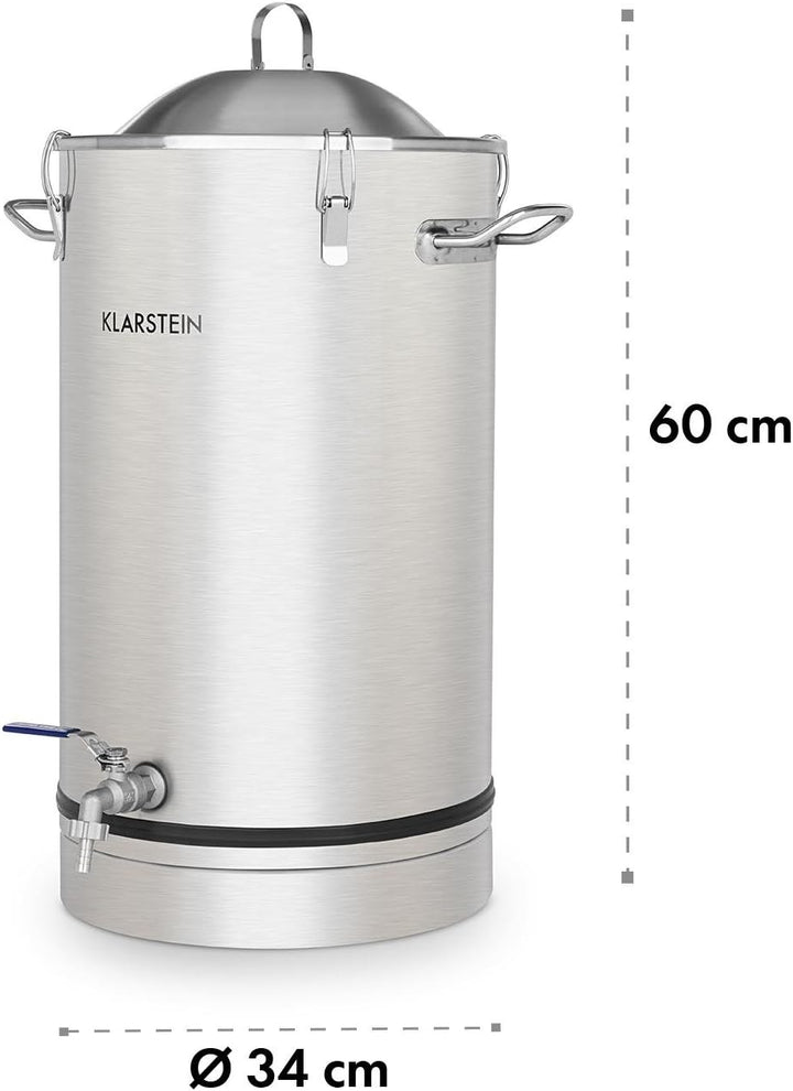 Klarstein Maischfest Gärkessel - Fermentierkessel, Bierbraugerät, Gärbehälter, 30 L, Ablasshahn, Ede