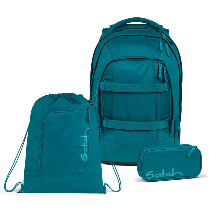 Satch Pack Schulrucksack Set 3tlg. inkl. Schlamperbox und Sportbeutel Deep Petrol, Deep Petrol