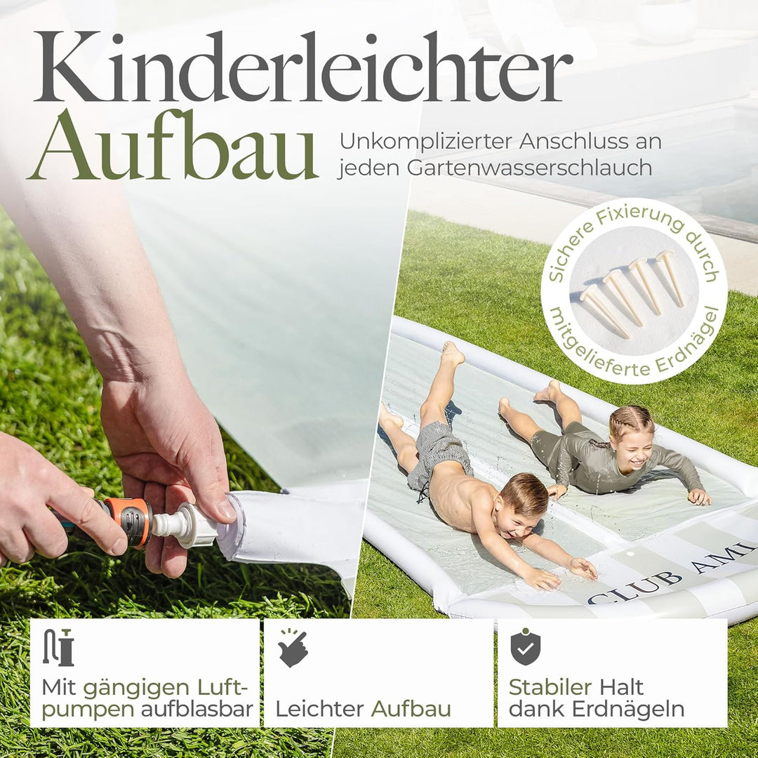 Wasserrutsche Garten für Kinder | reissfestes Premium-PVC-Material | inkl. 2 Bodyboards | Doppel-Bah