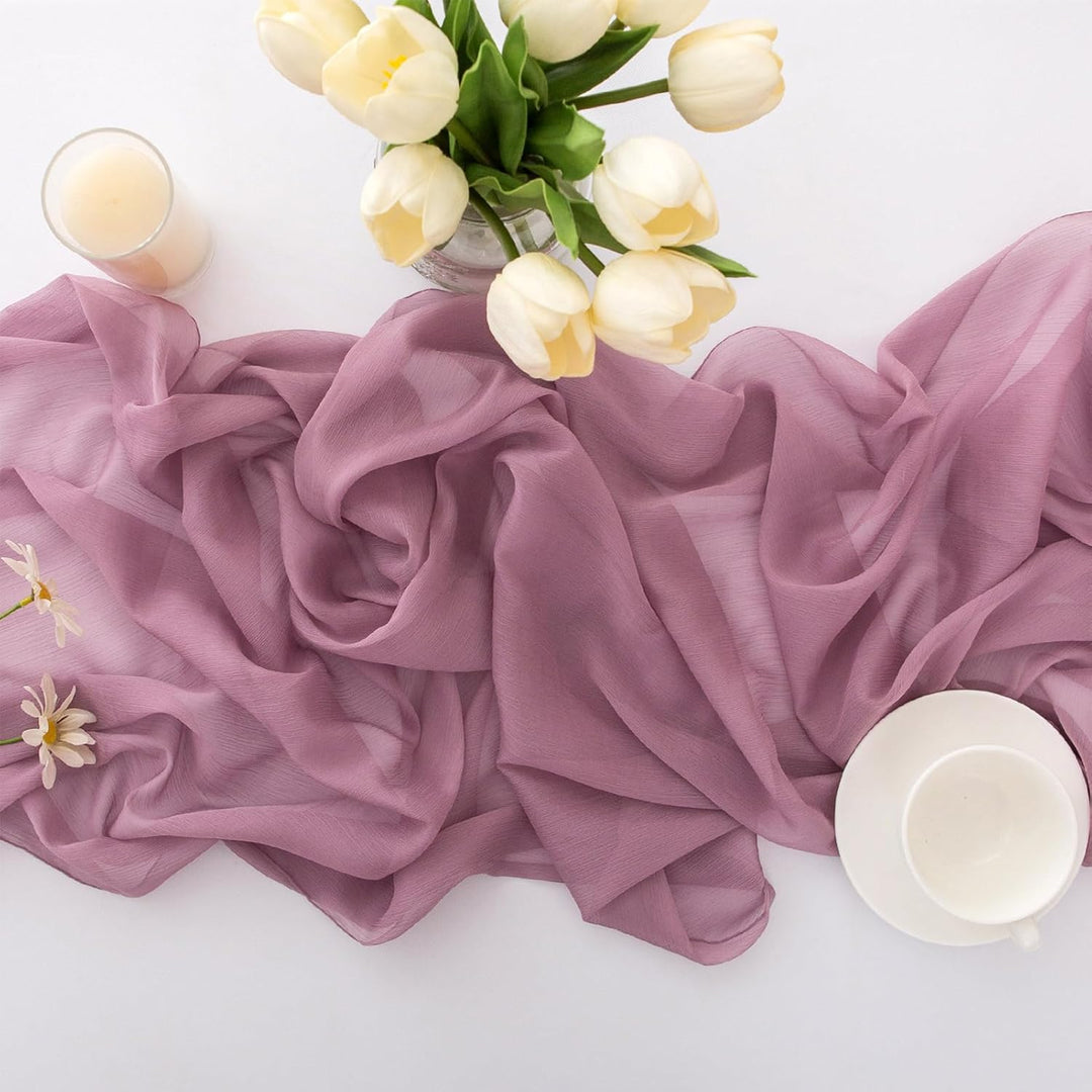 Tischläufer Altrosa Chiffon Tischläufer Hochzeit Stoff für Esszimmer 300 x 70 cm Altrosa-t 70 x 300