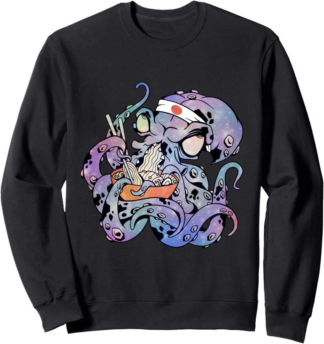 Trippy Ramen japanischer Oktopus Tier Kunst Illustration Sweatshirt
