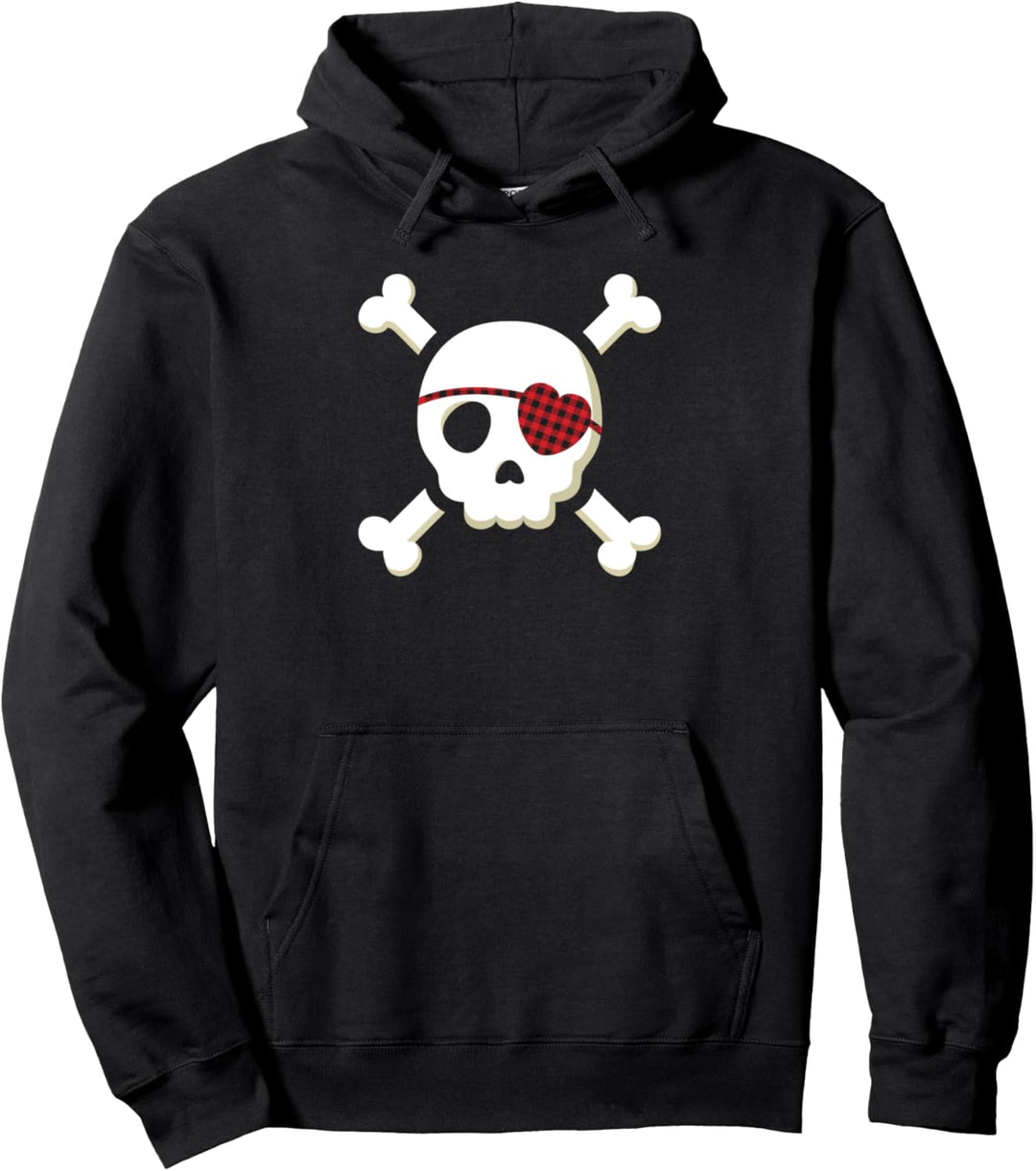 Piratin Schädel Knochen Herz Augenklappe Kostüm süss Pullover Hoodie