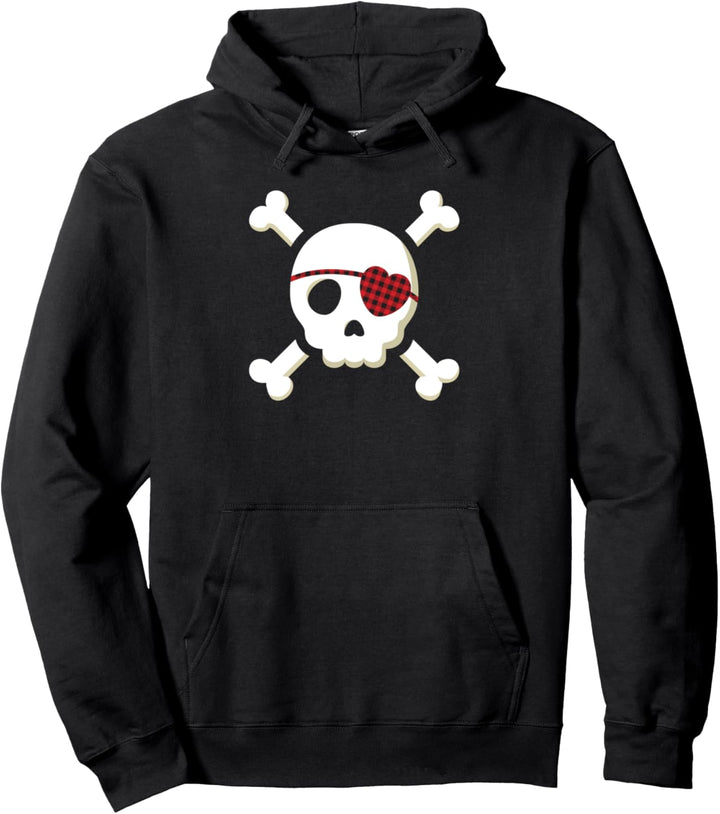 Piratin Schädel Knochen Herz Augenklappe Kostüm süss Pullover Hoodie