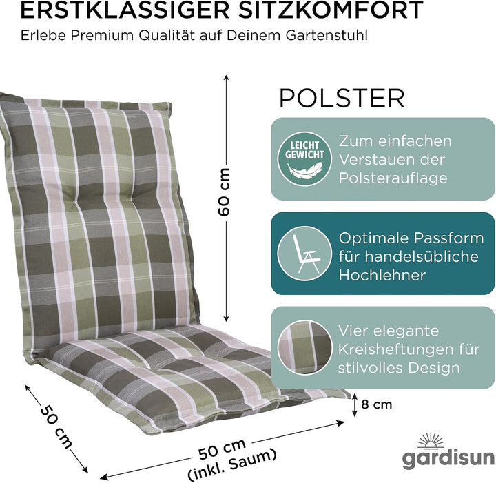 Gartenstuhlauflagen Niedriglehner I Extra Dicke Sitzauflagen I Made in EU I Stuhlauflagen für Nieder