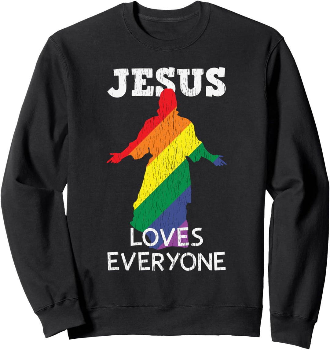 Jesus liebt jeden christlichen LGBT Pride Flag Awareness Sweatshirt