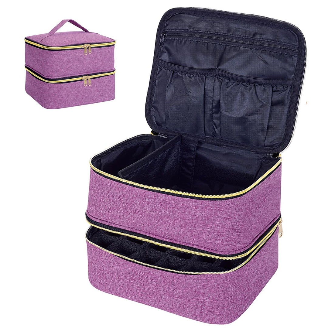 Nagellack Aufbewahrung Tasche Doppelschicht Nagellack Organizer Lagerung 30 Flaschen (15 ml / 0,5 FL