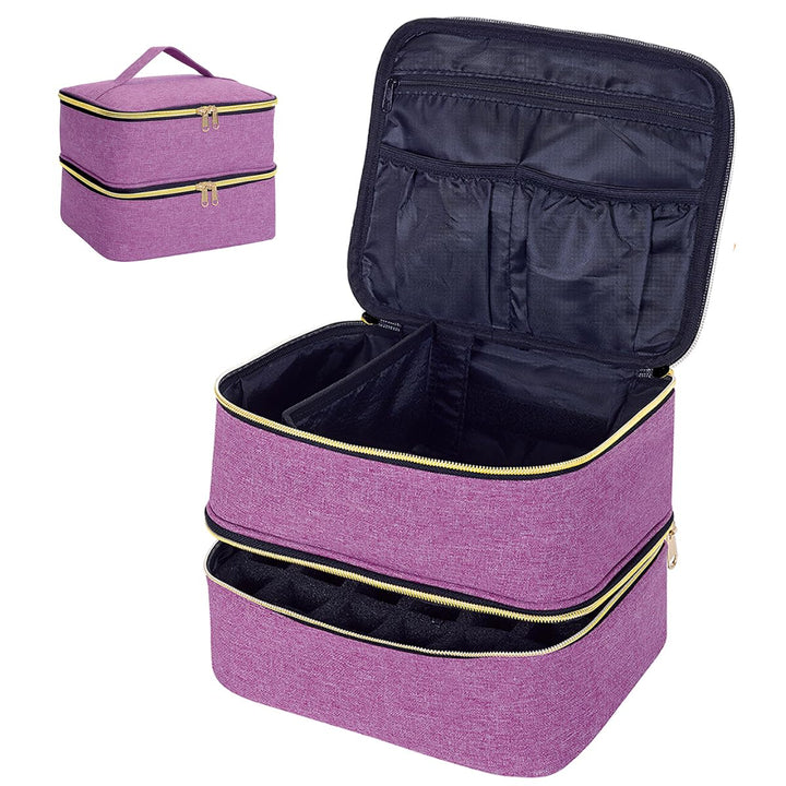 Nagellack Aufbewahrung Tasche Doppelschicht Nagellack Organizer Lagerung 30 Flaschen (15 ml / 0,5 FL