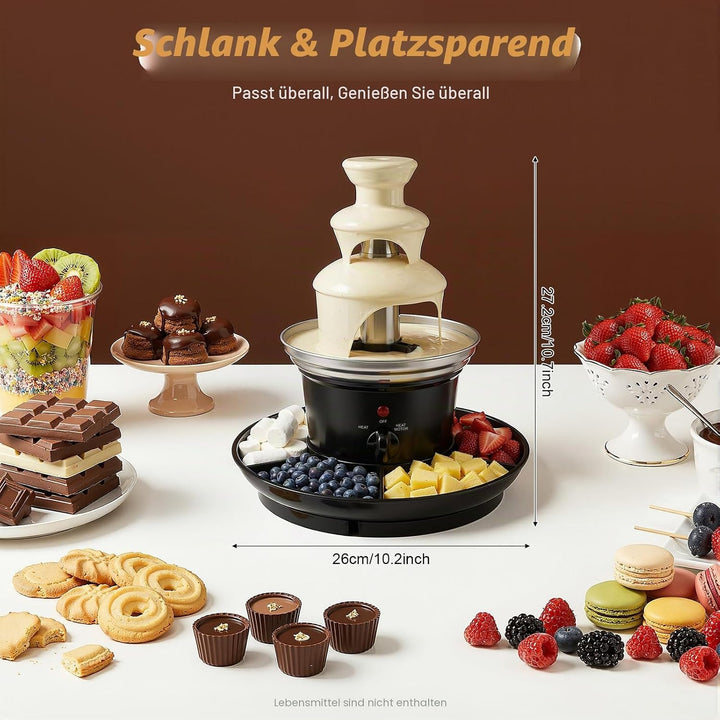 230V Schokobrunnen Edelstahl Schokoladenbrunnen Chocolate Fountain, Elektrische Fondue Schokofondue