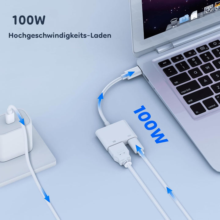 USB C to 4K 60Hz HD.MI Adapter für iPhone 15 zu HDTV, 2 in 1 Typ C Digital AV adapt Sync Bildschirm