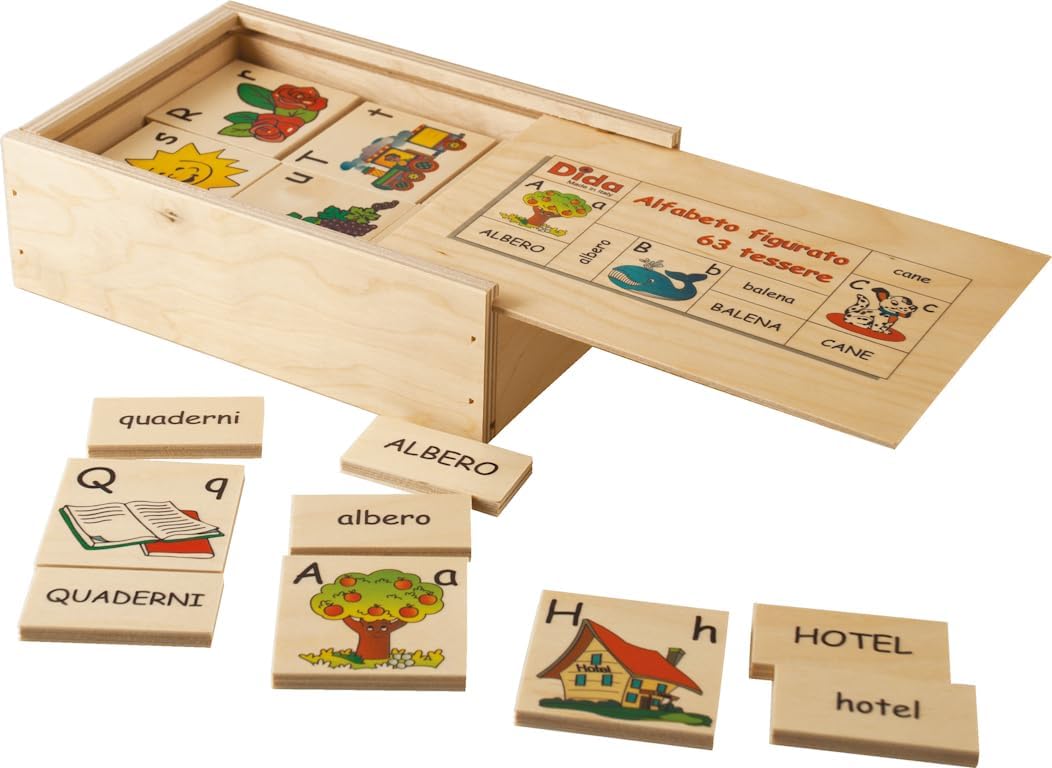 Dida - Das Alphabet Für Kinder Aus 63 Holzteilen. Bilder, Buchstaben Und Wörter Der Italienischen Sp