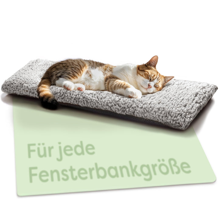 Katzen Fensterliege Fensterbank rutschfest – Selbstwärmende Katzenmatte für Fenster 90x28cm – Weich