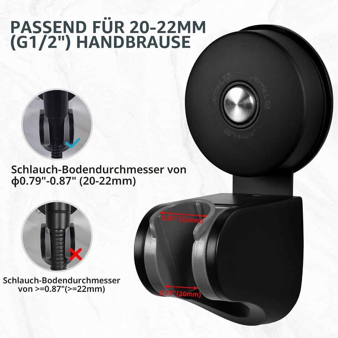 Duschkopfhalterung mit Saugnapf - JOMOLA Duschkopfhalterung Ohne Bohren 4 Winkel Verstellbarer Handb