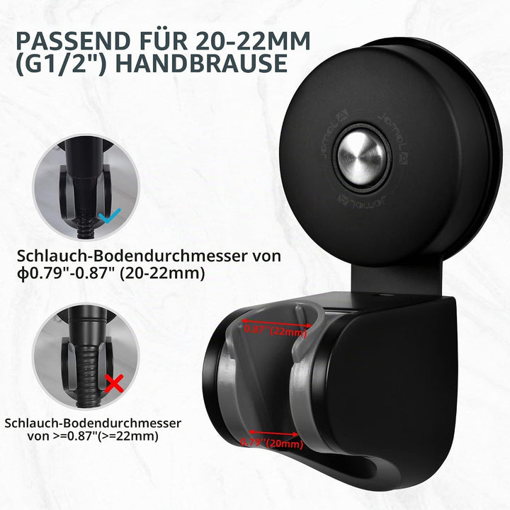 Duschkopfhalterung mit Saugnapf - JOMOLA Duschkopfhalterung Ohne Bohren 4 Winkel Verstellbarer Handb