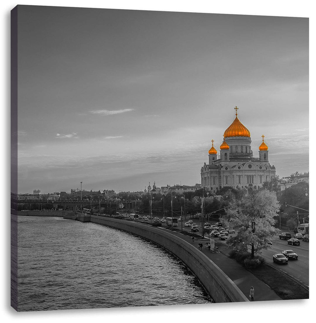 Pixxprint Christ-Erlöser-Kathedrale Moskau als Leinwandbild Quadratisch/Grösse: 70x70 / Wandbild/Kun