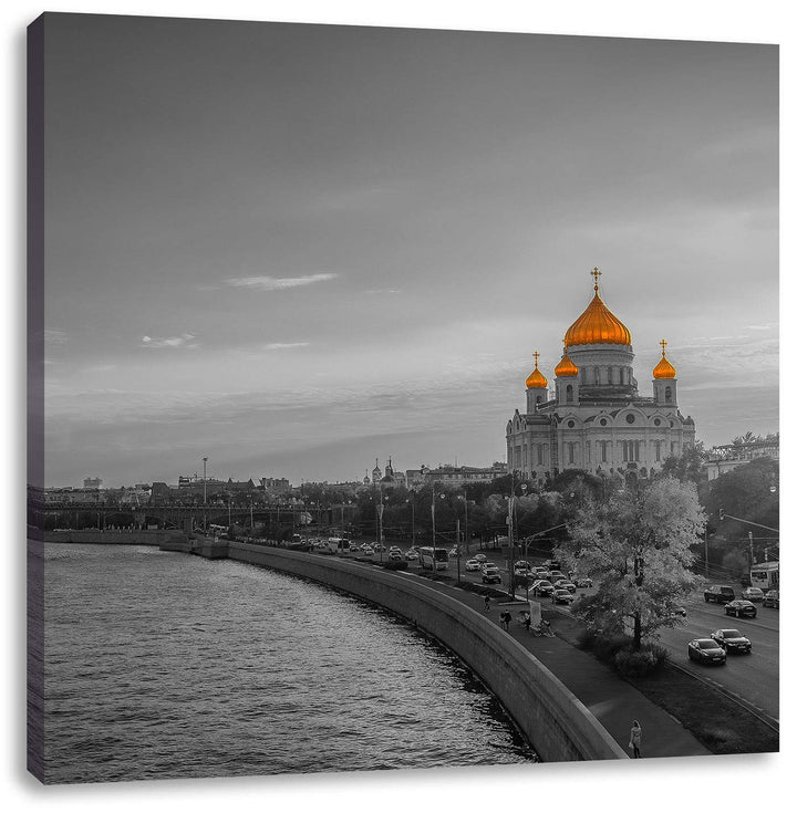 Pixxprint Christ-Erlöser-Kathedrale Moskau als Leinwandbild Quadratisch/Grösse: 70x70 / Wandbild/Kun