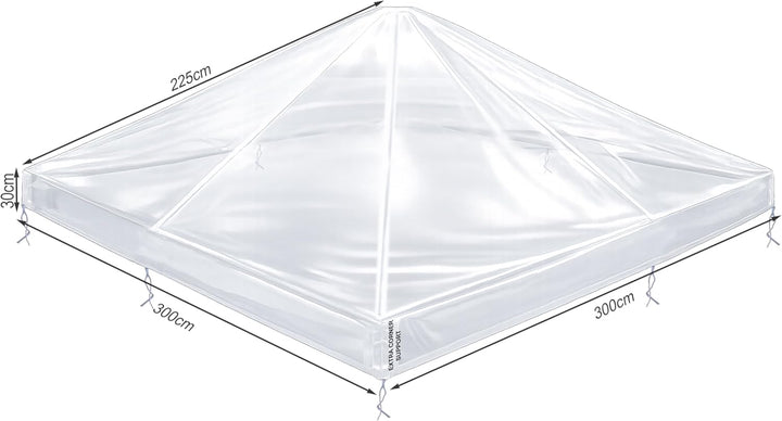 QUICK STAR Pavillon Schutzhaube 3x3m für DOPPELDACH Wasserdicht Transparent 3 x 3 m für Doppeldach,