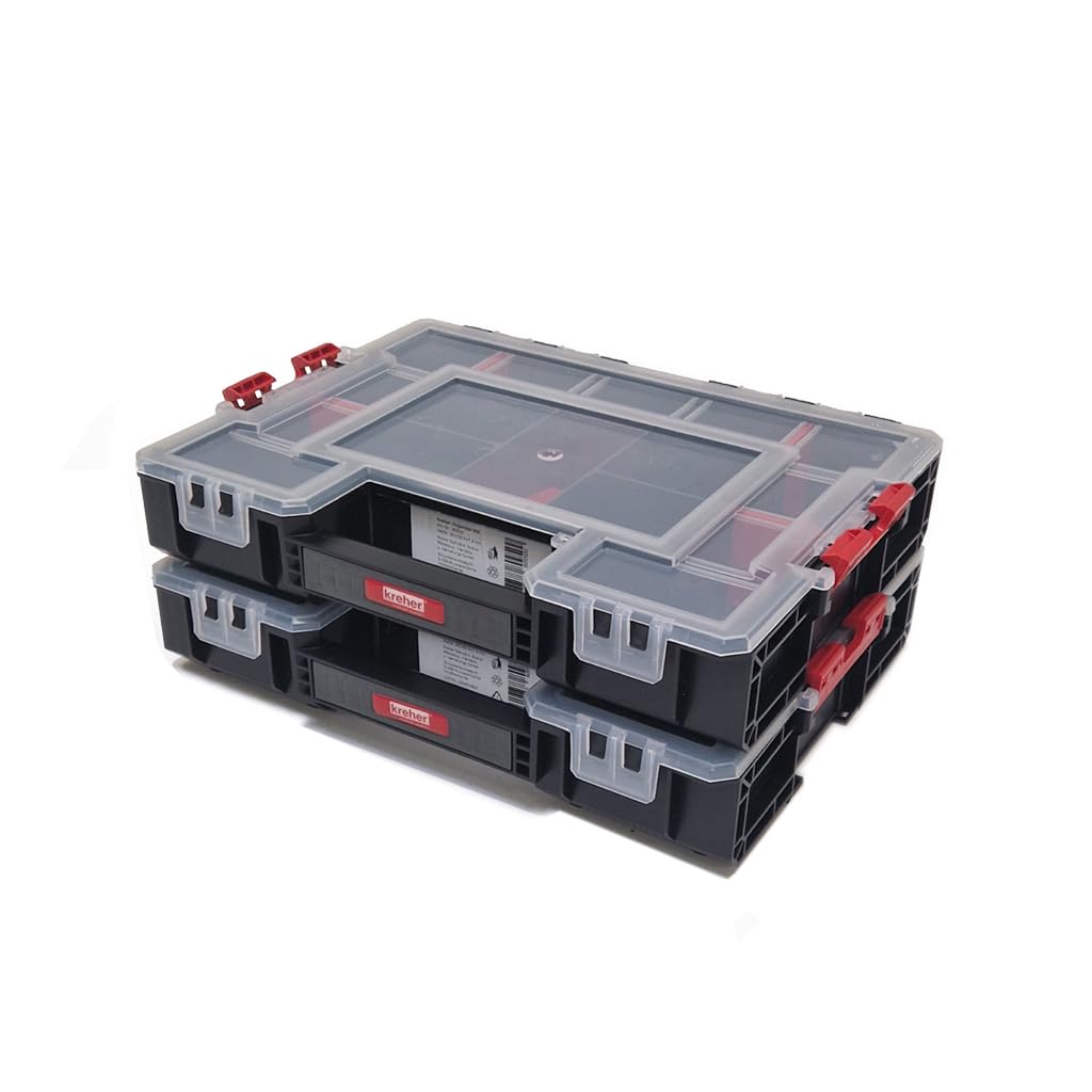 Set: 2 x Sortimentskasten Organizer mit variablen Einteilern und seitliche Verriegelung von Kreher,