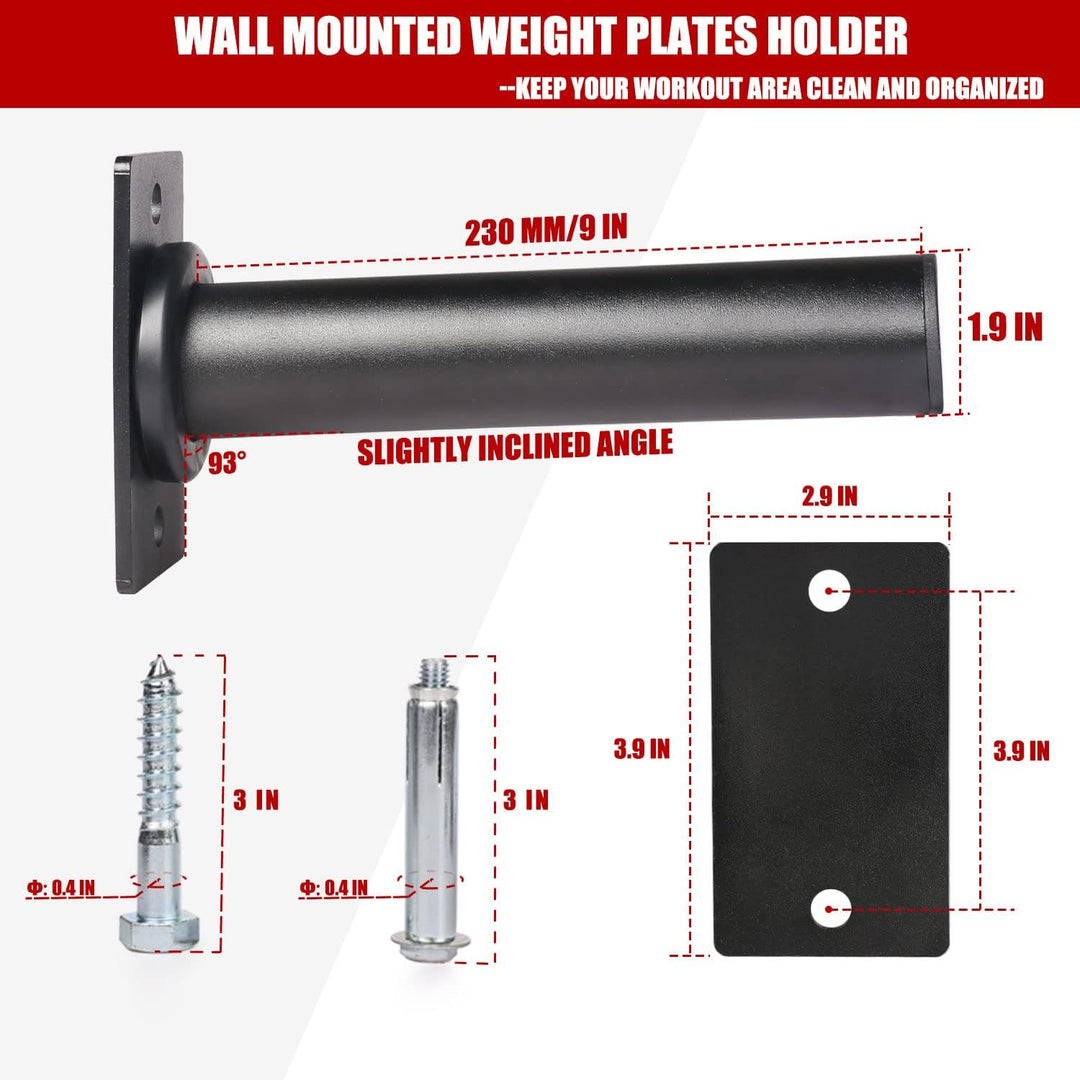 SYL Fitness Wall Mounted Olympic Weight Plate Holder - Fits 2" Olympic Weight