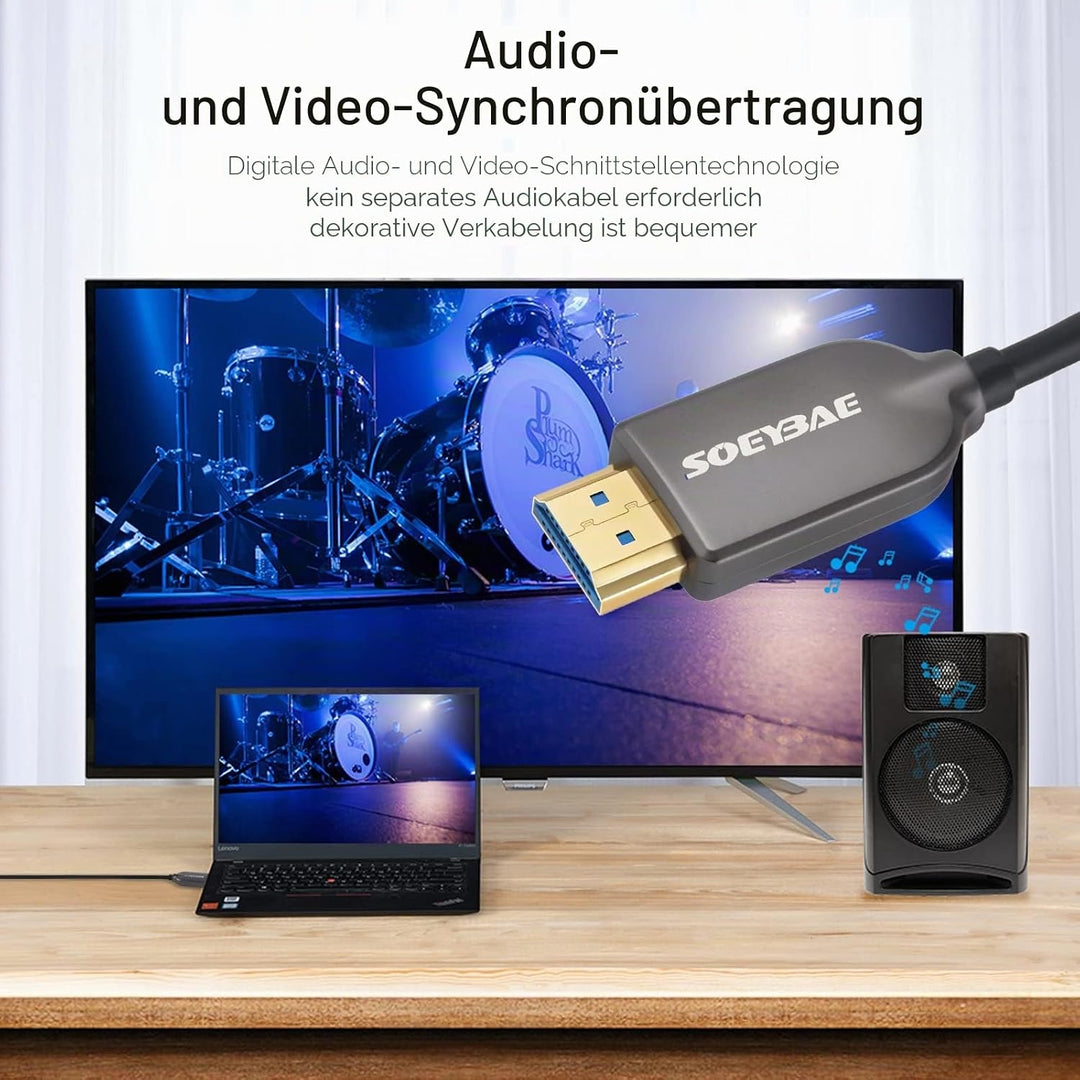 SOEYBAE 4K HDMI Glasfaserkabel 50M 4K@60Hz 18Gbps, Glasfaser HDMI 2.0b Kabel mit HDR10, HDCP 2.2 &amp; 3