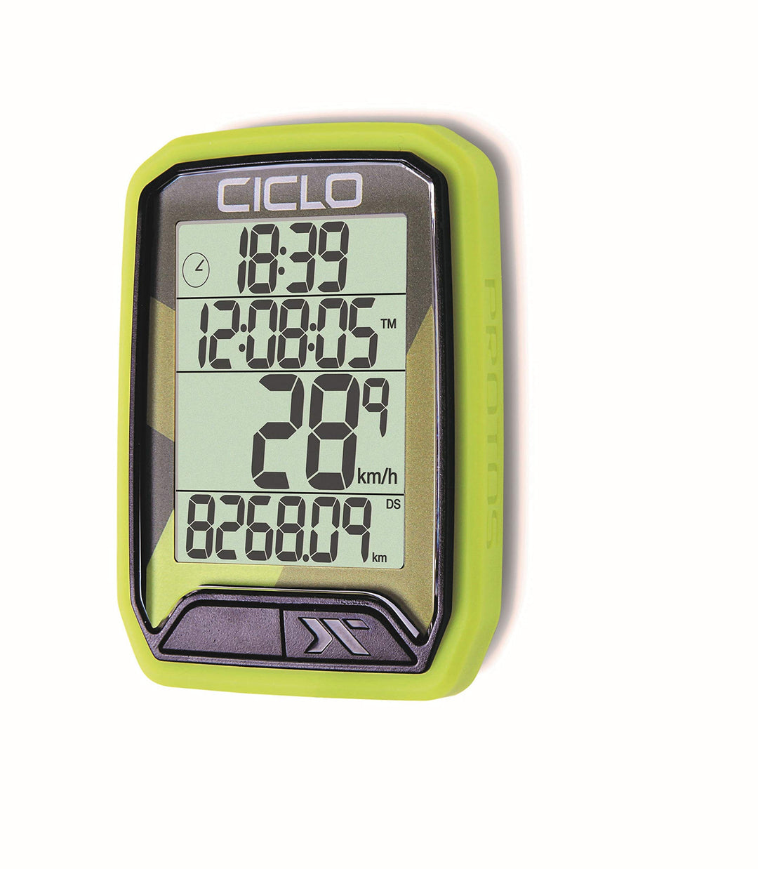 CICLO PROTOS 113 verkabelter Fahrradcomputer, mit 13 Funktionen in grün, in grün