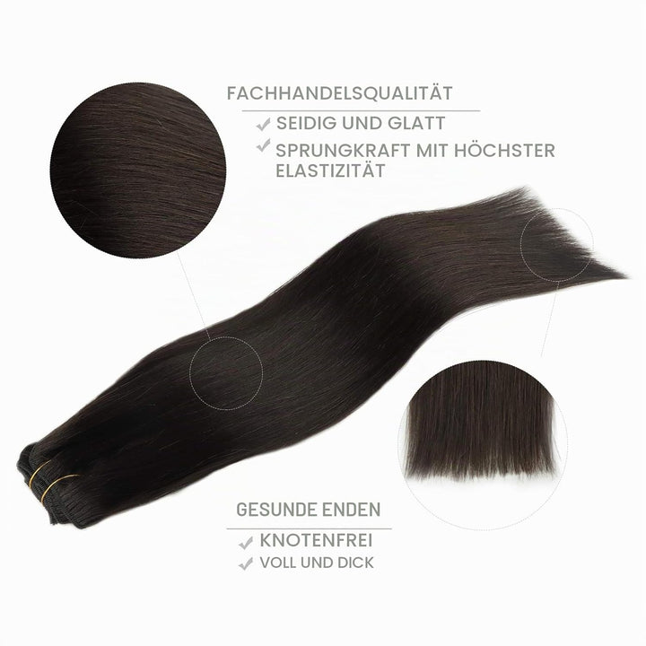 WENNALIFE Clip In Extensions Echthaar, 150g 40cm 9pcs Dunkel Braun Clip In Extensions Hair Extension