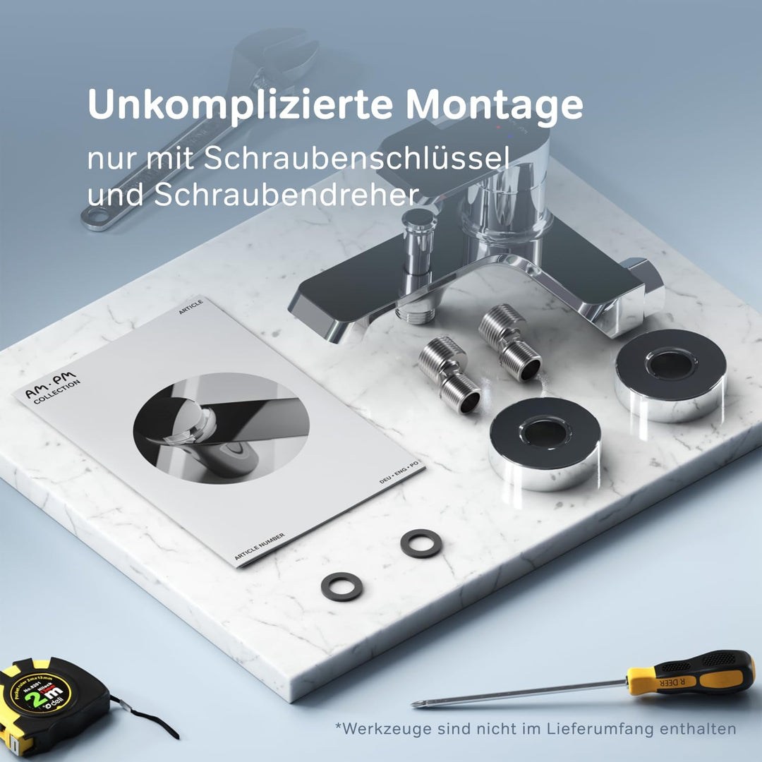 Badewannenarmatur mit Auslauf, Mischbatterie Badewanne, Brausebatterie Wanne, Einhand-Wannenbatterie