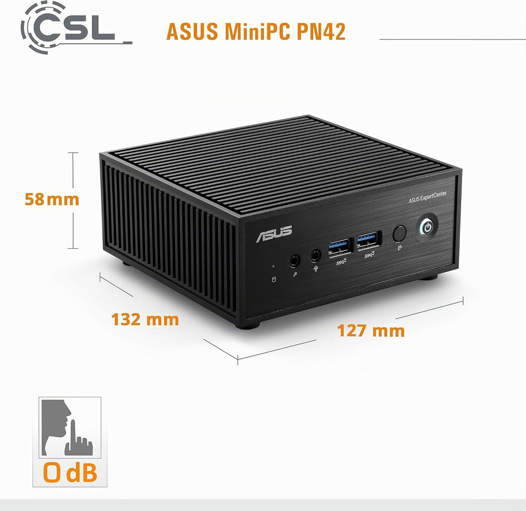 Mini PC ASUS PN42 mit Windows 11 Pro, Intel N200 4X 3700 MHz Turbotakt, 1000 GB M.2 SSD, 32 GB DDR4-