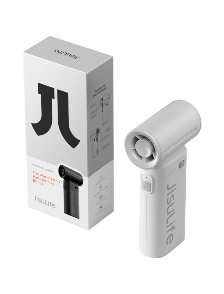 JISULIFE Tragbarer Handventilator, Turbo-Power [12 Stunden Maximale], 5-Gang-Wind, 3600 mAh wiederau