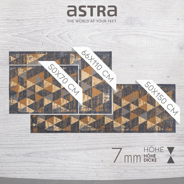 Astra rutschfeste Sauberlaufmatte innen - Dreiecke grau-braun 50 x 70 cm - Wohnraum Fussmatte Design