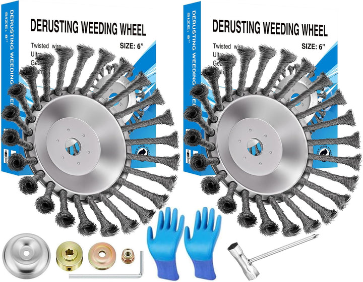 2 Stück Unkrautbürste Freischneider, Universelle Wildkrautbürste für Motorsensen 25,4 mm Bohrung eff