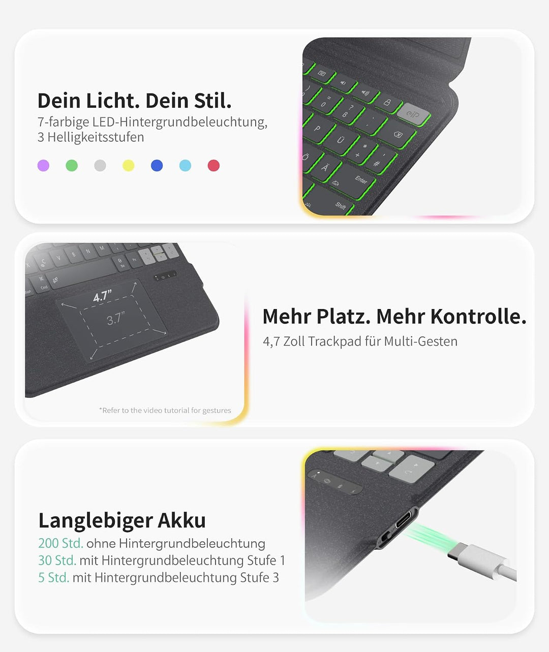 eip Magnetix Tastatur Hülle für iPad Pro 11" (M5 2025 / M4 2024) | Magnetische abnehmbare Hülle mit